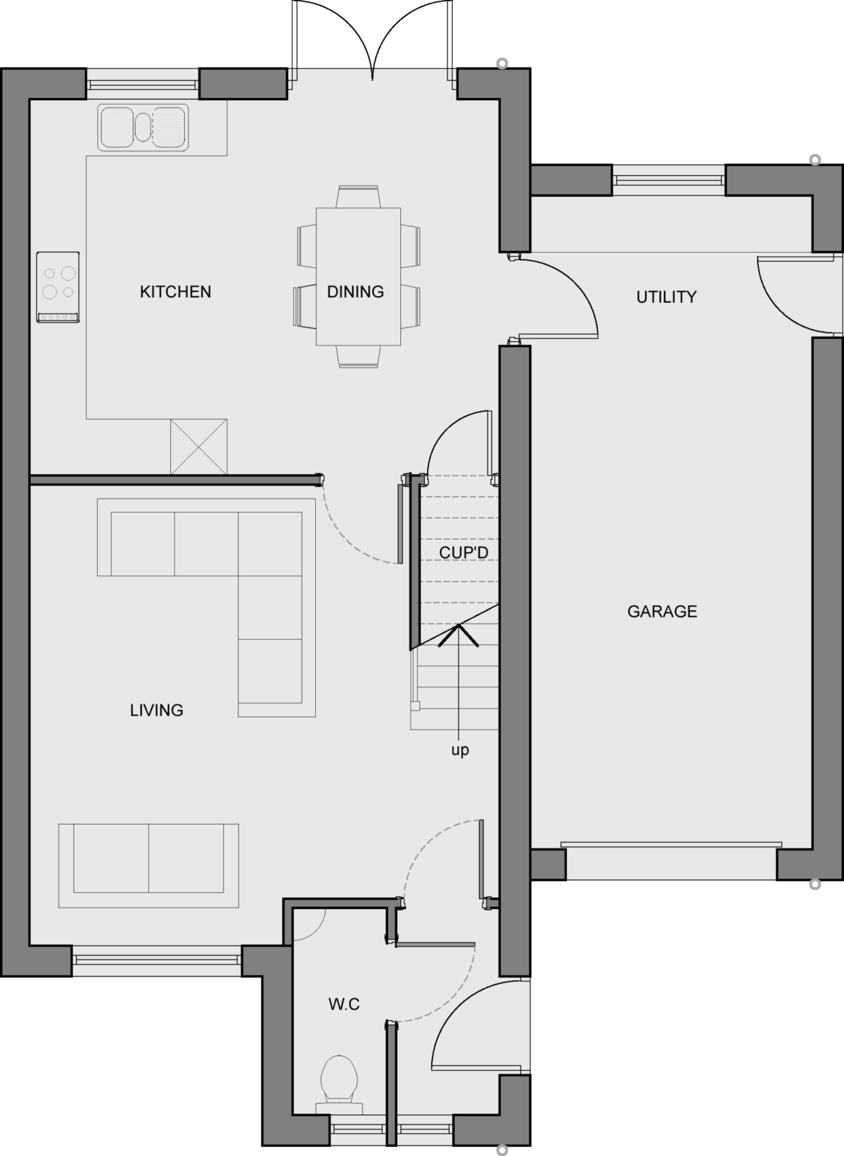 Sycamore Croft Barnoldswick Type C house floorplan ground floor
