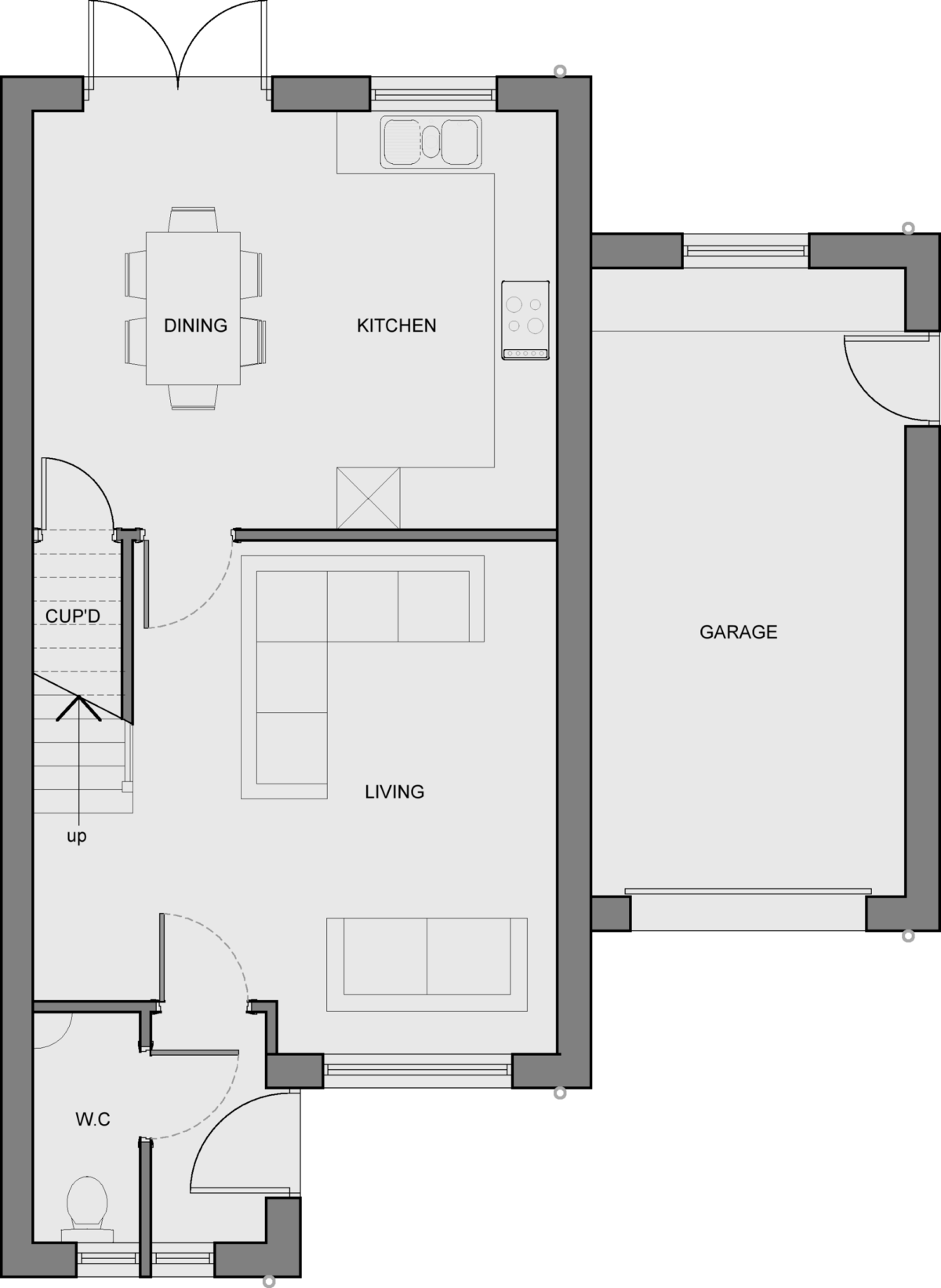 Loughber Croft Barnoldswick Type D house floorplan ground floor