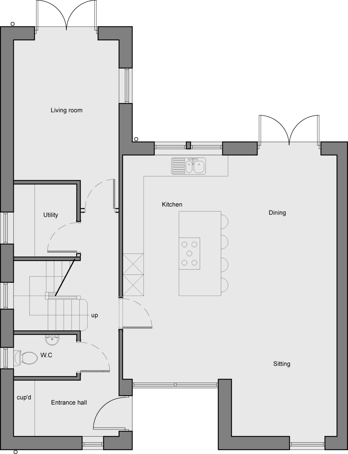 Sycamore Croft Barnoldswick Type E house floorplan ground floor