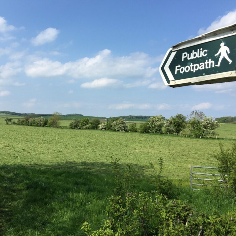 public footpath sign by greenberfield lane bridge